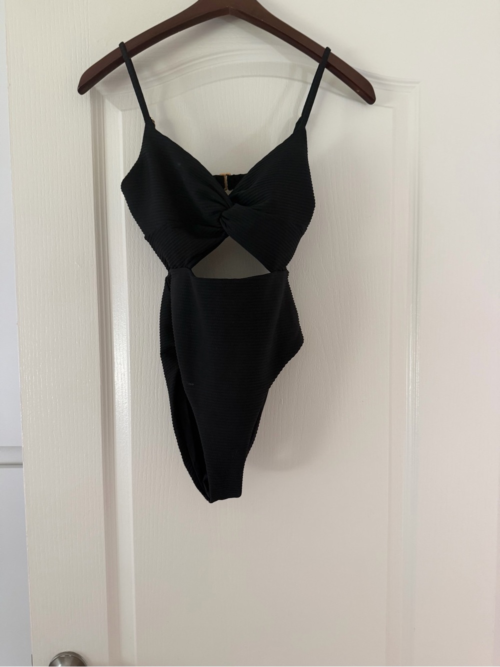 L*space Black Twist Front Cutout One-Piece Swimsuit